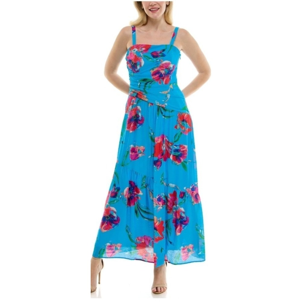 Taylor Asymmetrical Drop‑Waist Maxi Dress Floral Garden Wedding Guest Salsa Sz 8